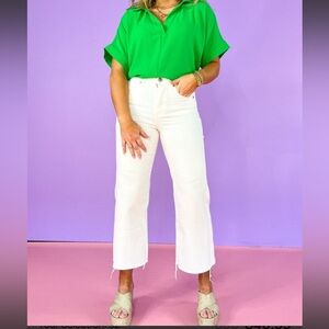 Zenana Outfitters Cream Flare Jeans